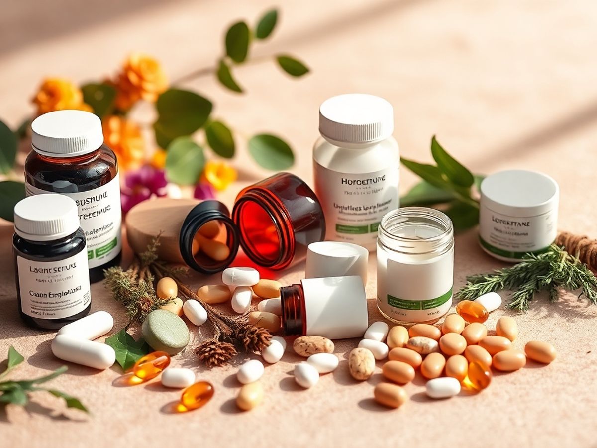 Photograph of supplements for post-menopause health.