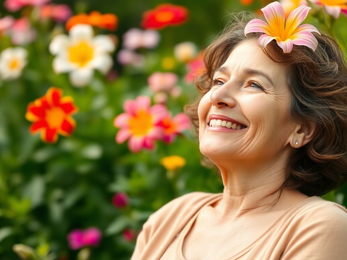 Woman in nature representing menopause wellness and probiotics.