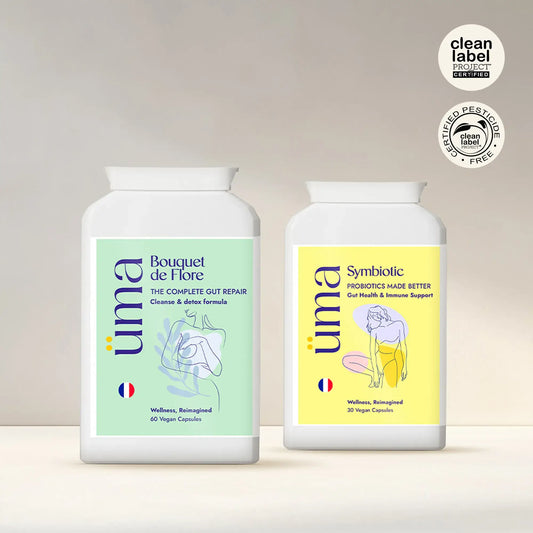 Dì addio a gonfiore e disagio con la nostra combinazione “Addio Gonfiore e Disagio”! Composta da Bouquet de Flore e Symbiotic, questa combinazione dinamica agisce direttamente sui disturbi digestivi. Progettata per donne in menopausa che affrontano stress digestivo, questa formula aiuta a disintossicare l’intestino, alleviare l’indigestione e riequilibrare la flora intestinale.